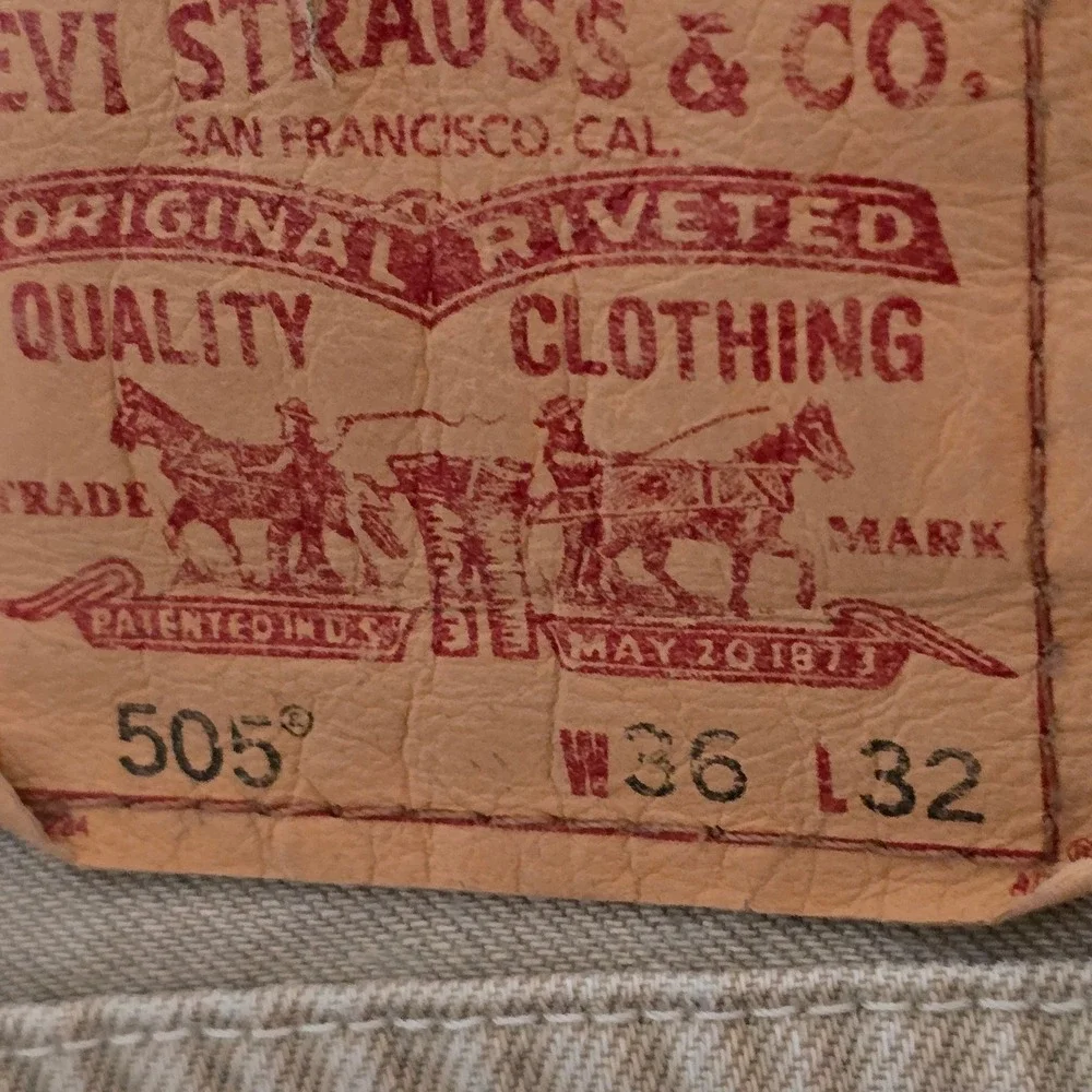 Levis 505 Regular Fit Jeans Mens 36x32 Tan Khaki Straight Leg Cotton Denim Pants